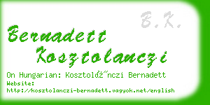 bernadett kosztolanczi business card